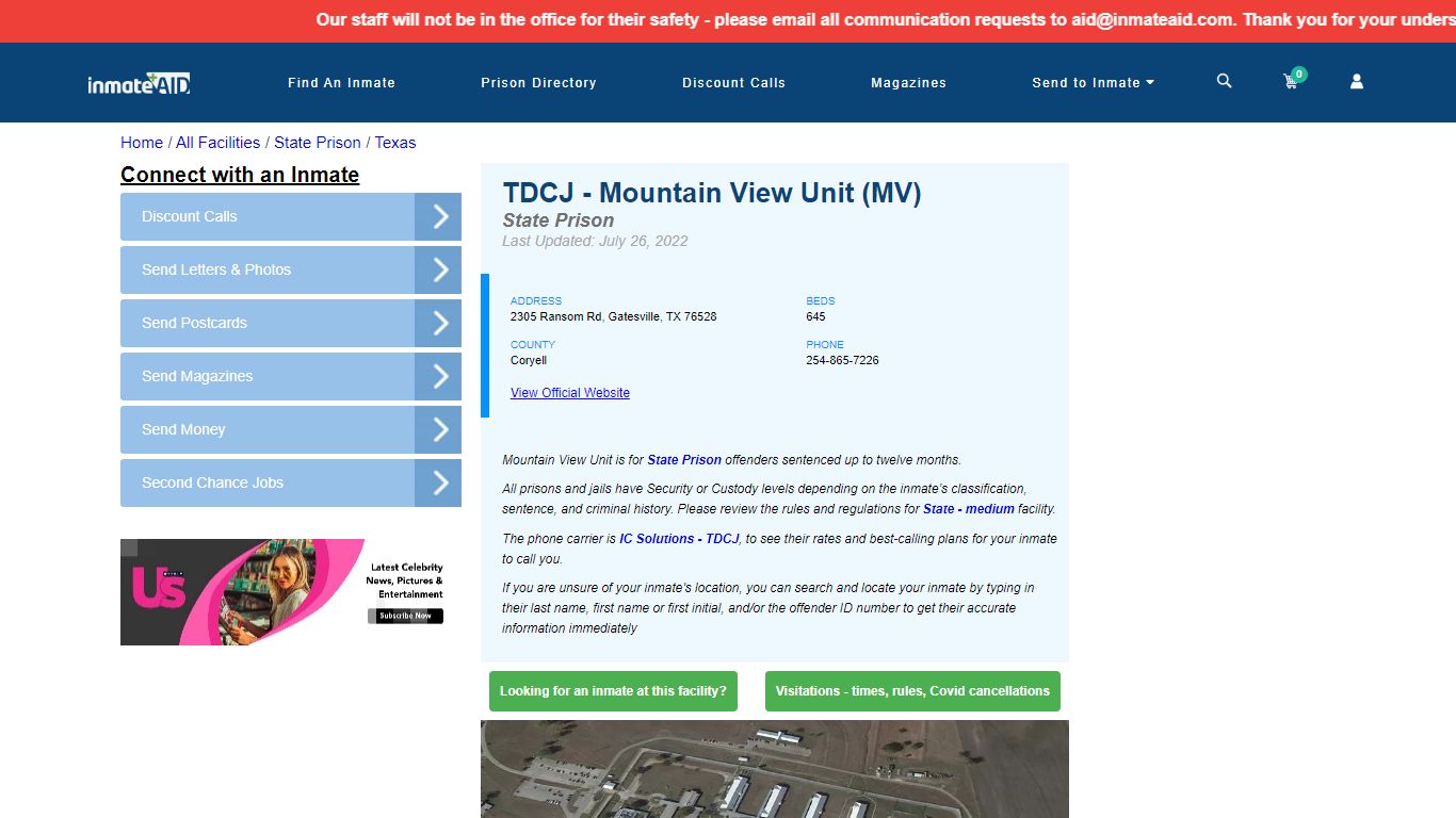 TDCJ - Mountain View Unit (MV) & Inmate Search ...