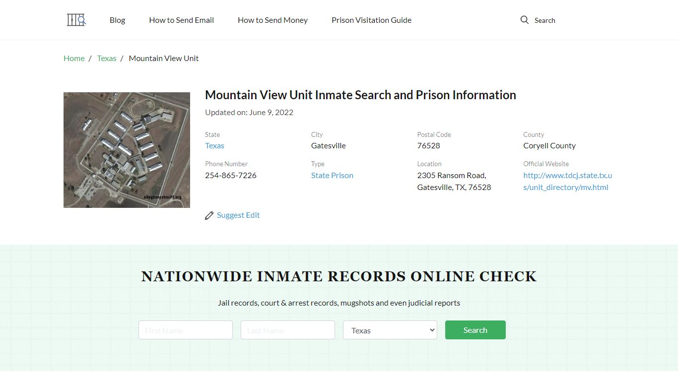 Mountain View Unit Inmate Search, Visitation, Phone no ...